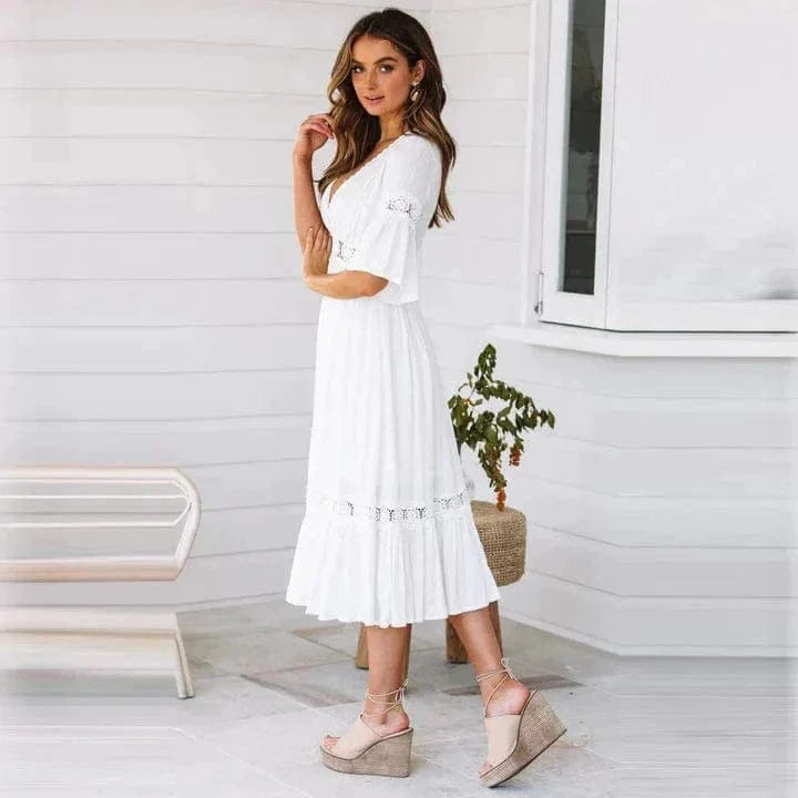 Robe longue en dentelle style bohème Ibiza Vibe