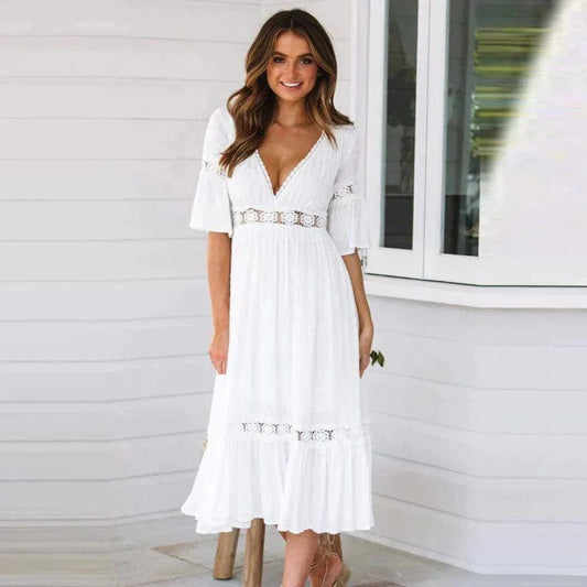 Robe longue en dentelle style bohème Ibiza Vibe