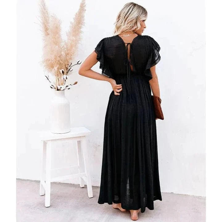 Robe longue noire bohème Ibiza Vibe