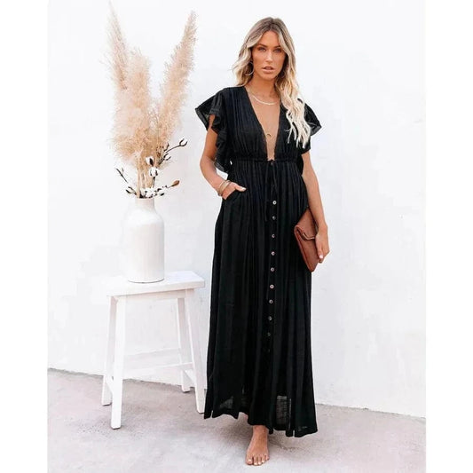 Robe longue noire bohème Ibiza Vibe