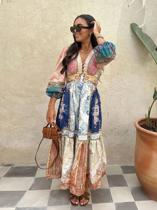 Robe longue style hippie bohème Ibiza Vibe