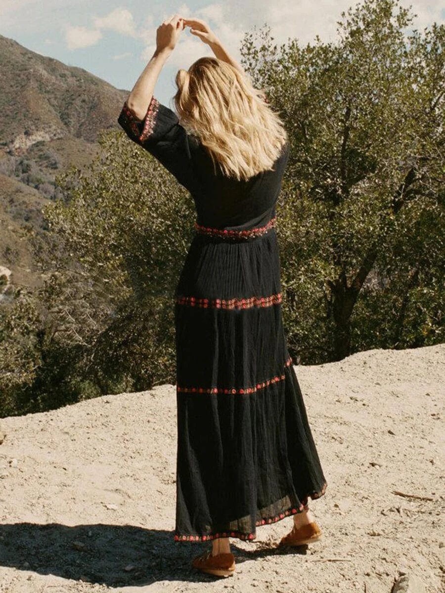Robe Maxi Boho Noire Ibiza Vibe