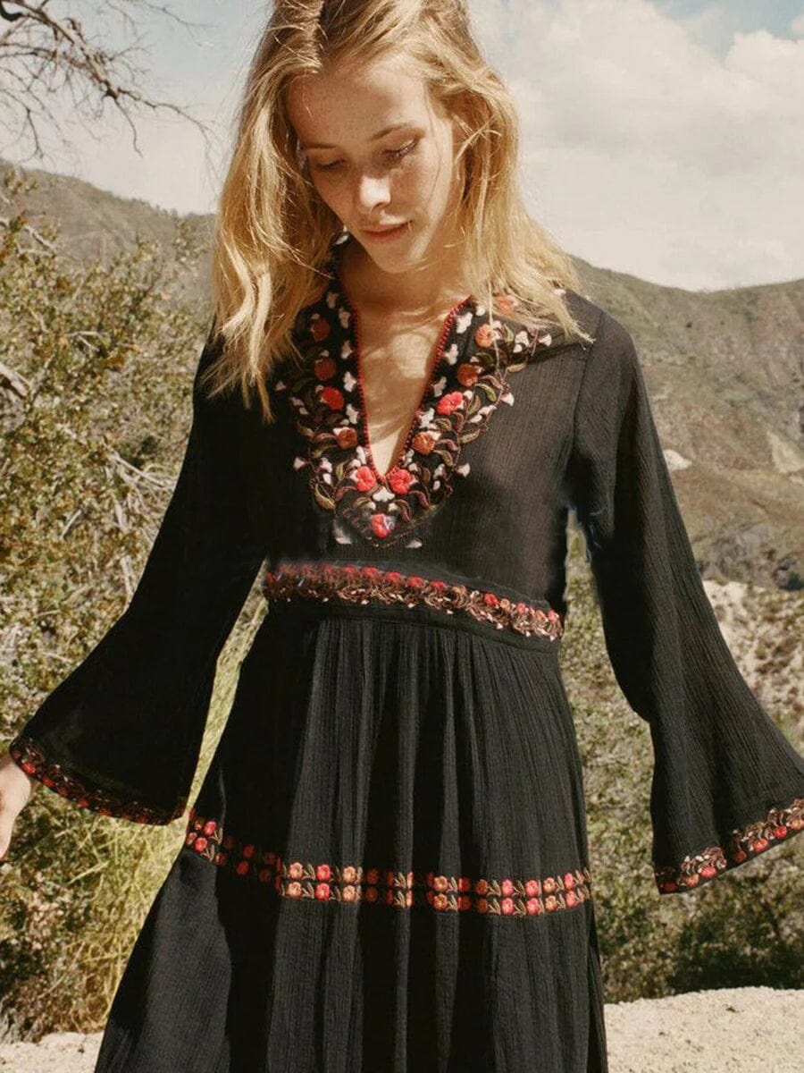 Robe Maxi Boho Noire Ibiza Vibe