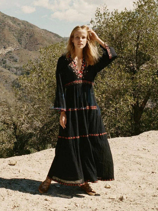 Robe Maxi Boho Noire Ibiza Vibe