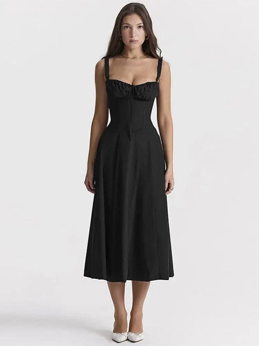 Robe midi noire avec haut corset Ibiza Vibe