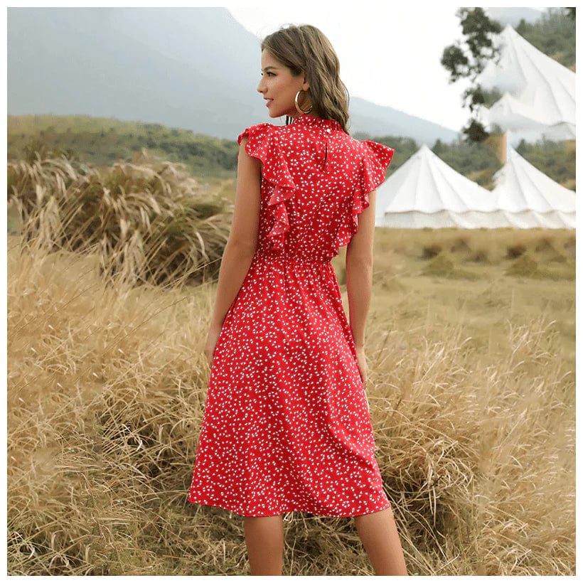 Robe midi rouge chic Ibiza Vibe