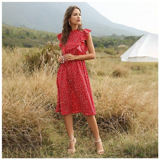 Robe midi rouge chic Ibiza Vibe