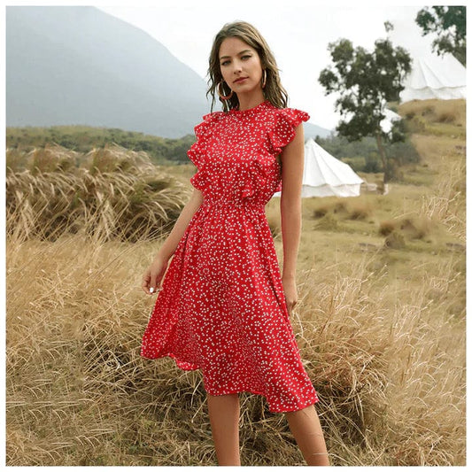 Robe midi rouge chic Ibiza Vibe