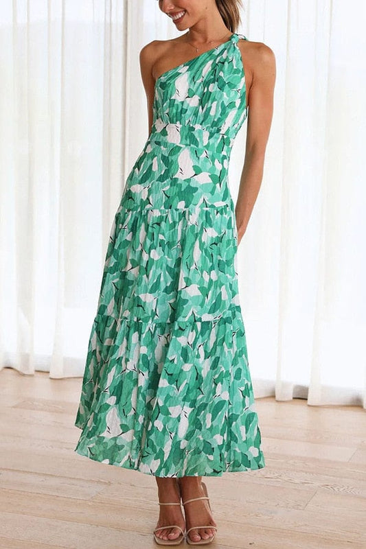 Robe midi verte formelle à imprimé estival Ibiza Vibe