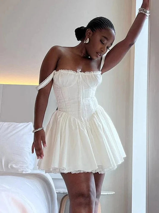 Robe mini corset blanche Ibiza Vibe