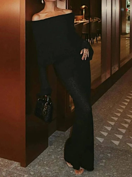 Robe noire chic bohème à épaules dénudées Ibiza Vibe