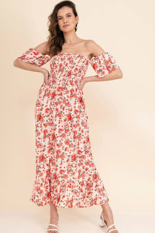 Robe romantique à fleurs bohème à épaules dénudées Ibiza Vibe