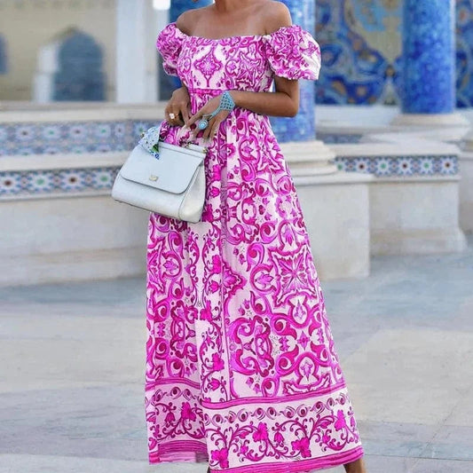 Robe rose vif avec motif Ibiza Vibe